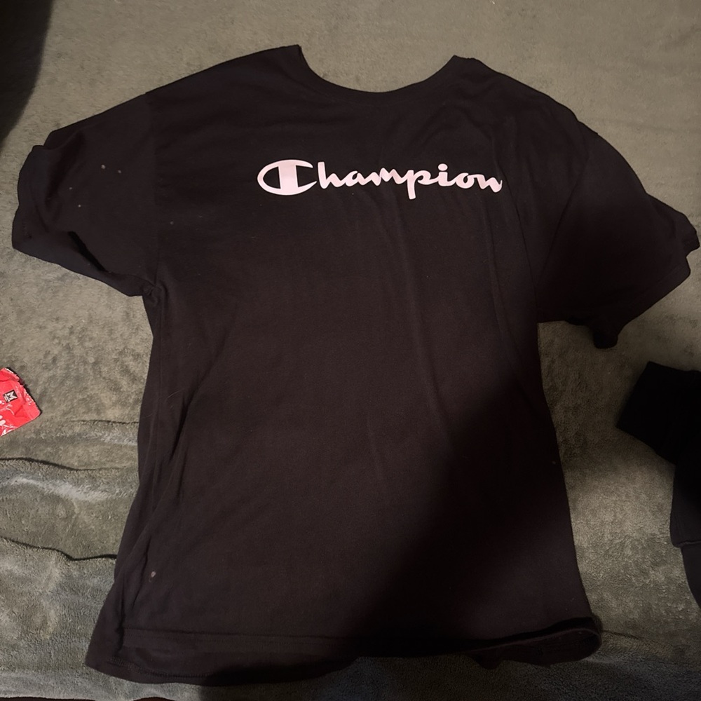 Champion Tee with Pink Logo